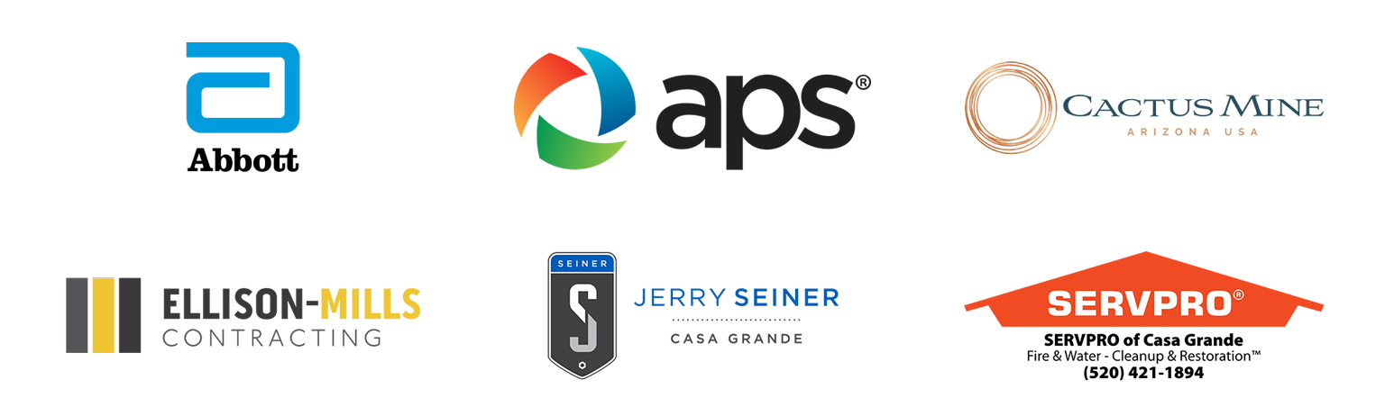 All Presenting Sponsors - Abbott, APS, Cactus Mine, Ellison Mills, Jerry Seiner, and ServPro